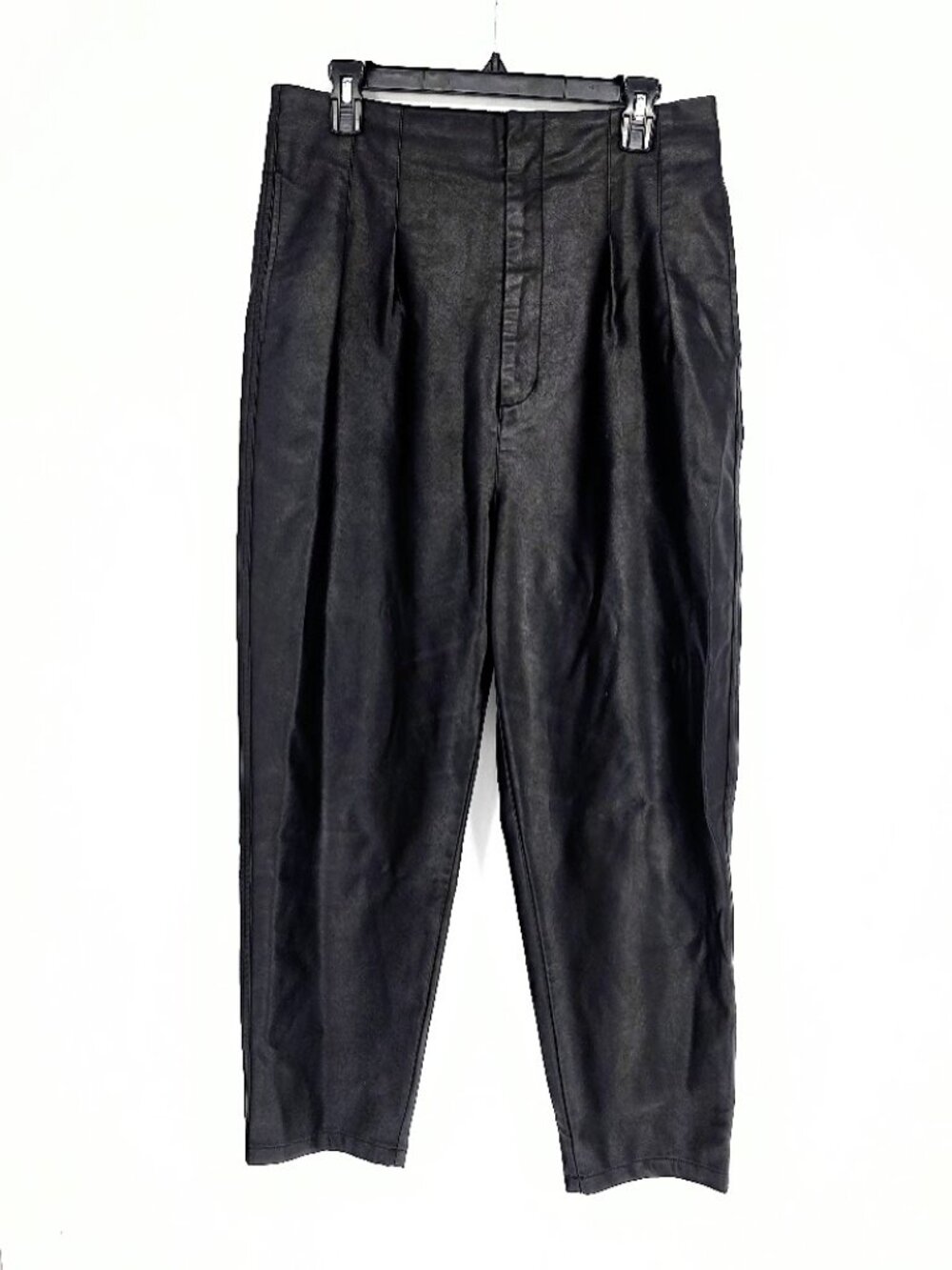 Free People Cecily High-Rise Pleated Faux Leather Tapered Pants Black Size 12